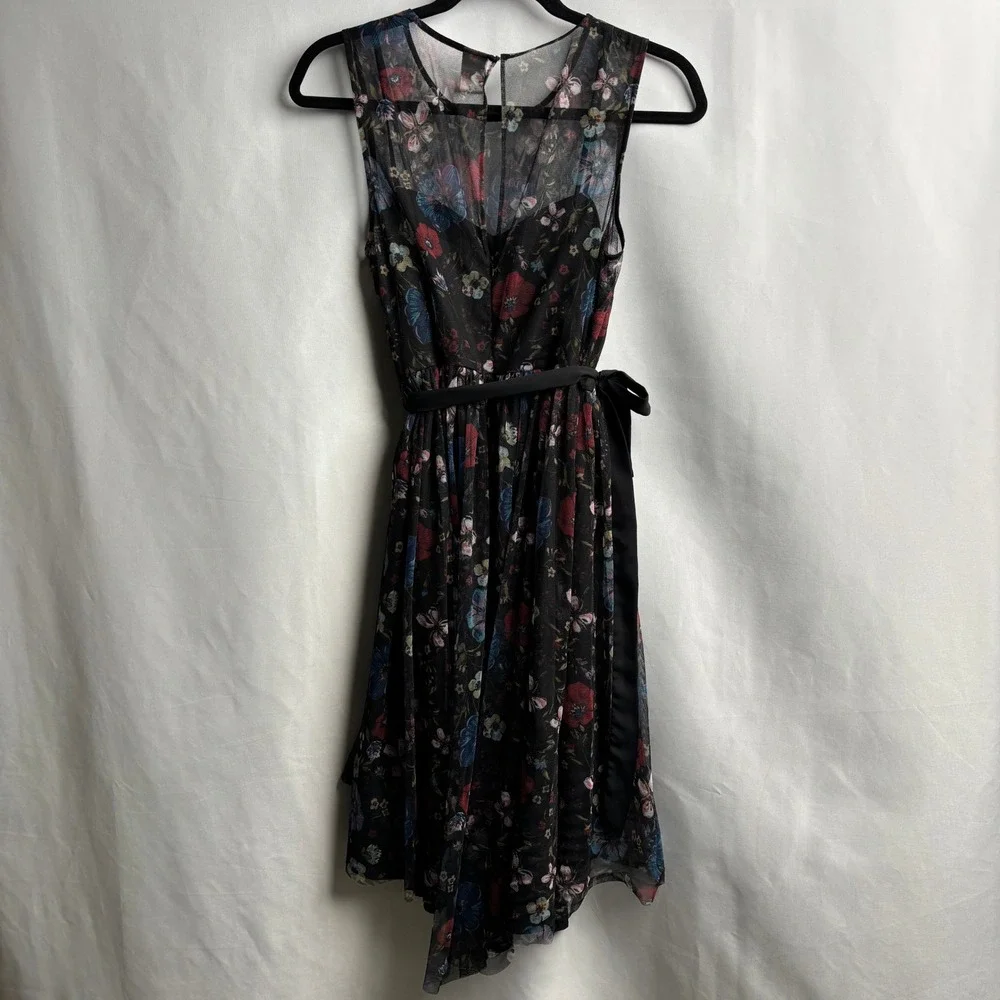 Disney LC Lauren Conrad Snow White Floral Mesh High Low Dress Black 8 Whimsigoth
